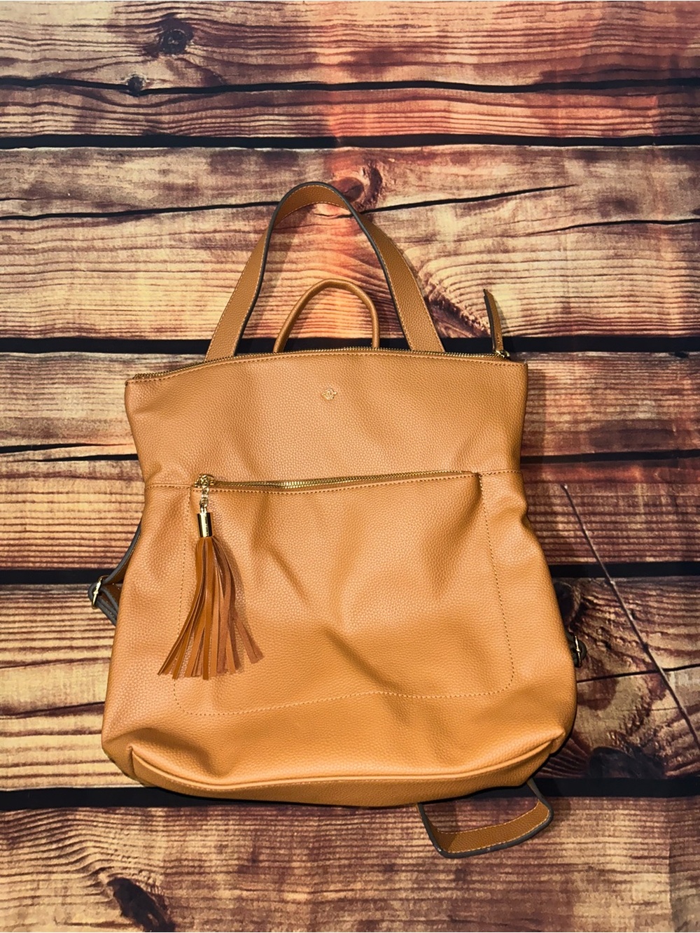 Women’s Tan Leather Tote Backpack - Unbranded